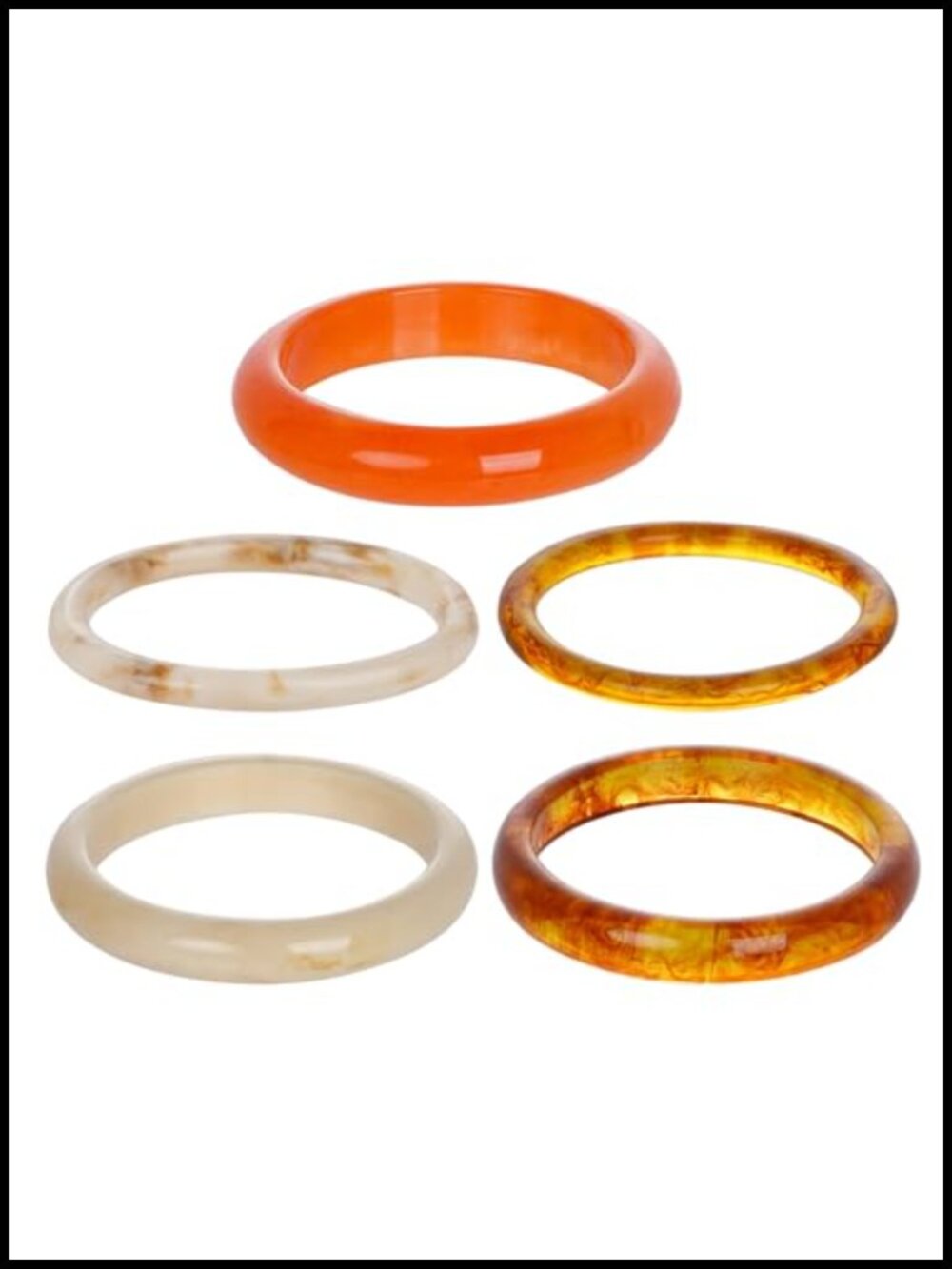 5 PCS Chunky Resin Bangle Set Boho Vintage Women Bracelets